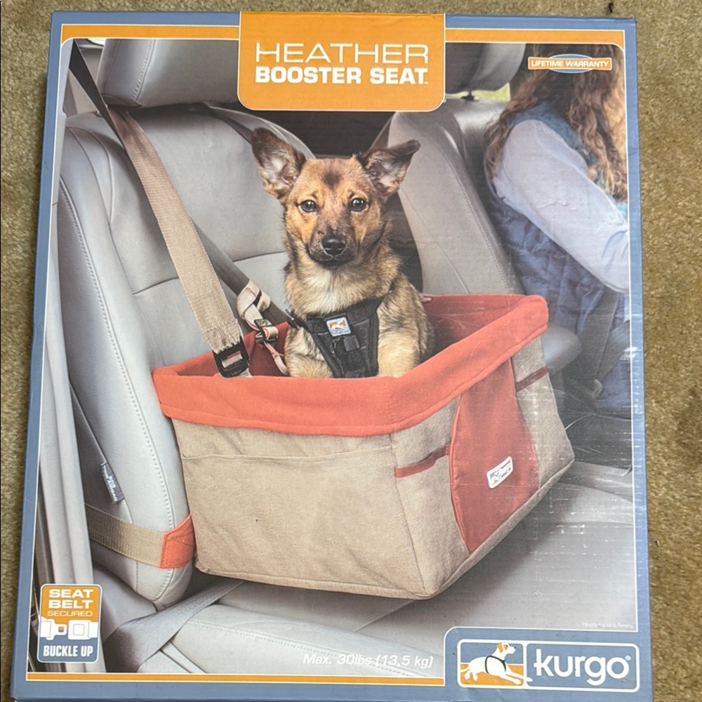 Kurgo Heather Booster Seat for Dogs - Orange and Tan